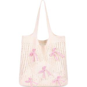 Women Pinkish Apricot Shoulder Shopping Handbag Casual Travel Tote Fold Able Bag